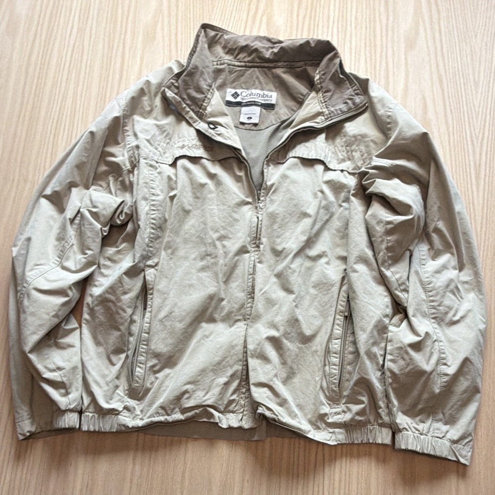Vintage 2006 Columbia Sportswear Mens L Tan Khaki Mesh Lined Jacket Y2K WM3022